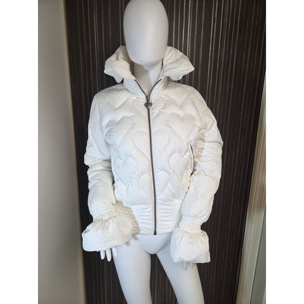 2004 RARE Y2K Viktor & Rolf H&M White Heart Quilted Puffer Jacket Down Size 8
